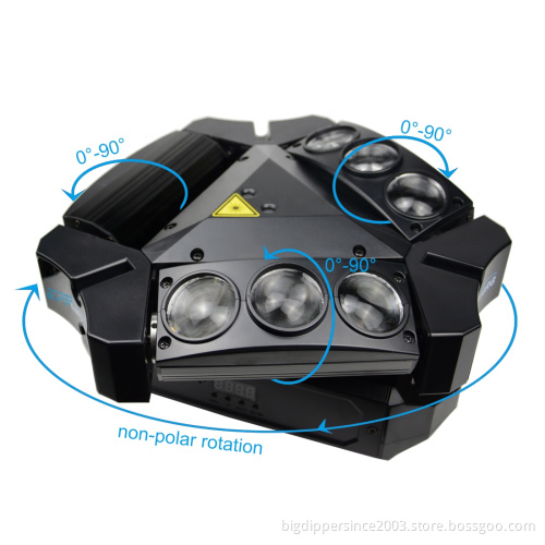 RGBW 9x10w Triangle Spider LED Beam Moving Head Light with RG laser Colorful great effect for party